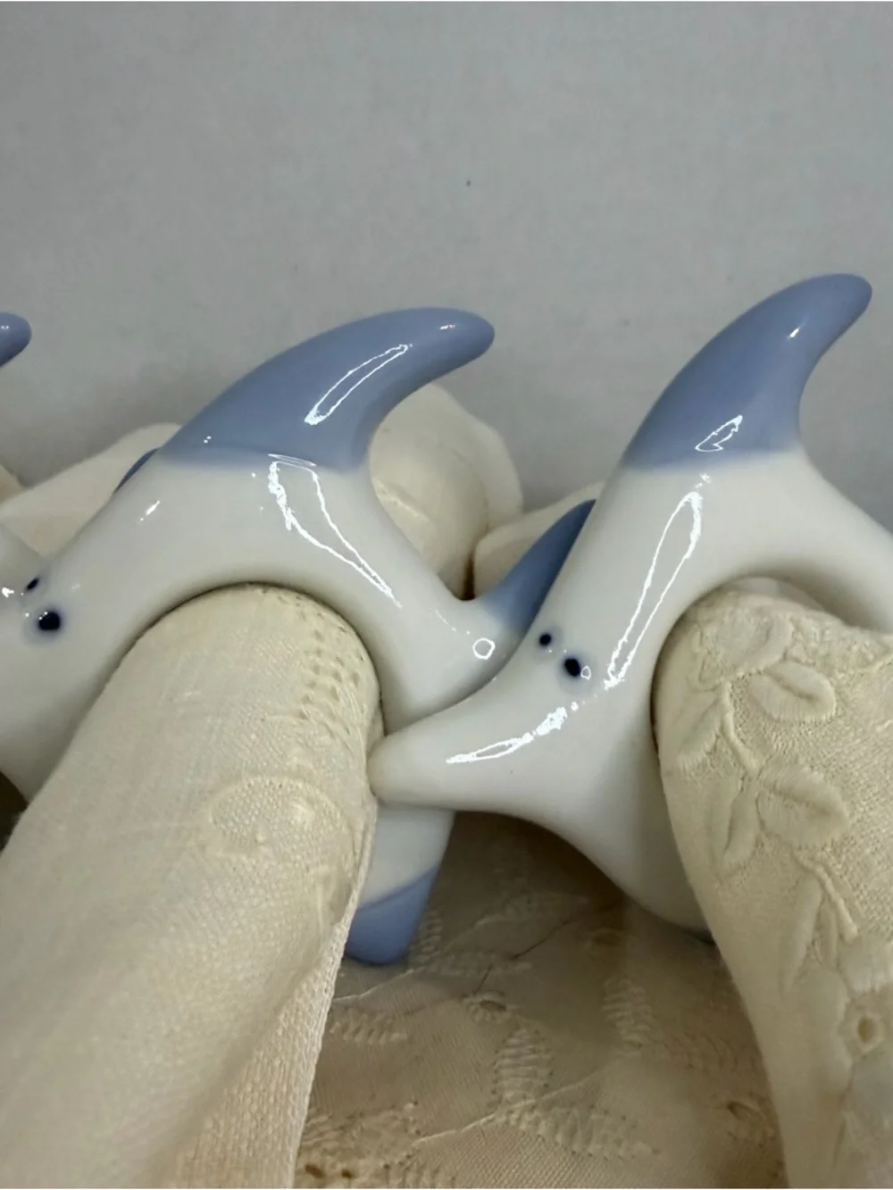 Vintage Dolphin Napkin Rings Set of 4 Ceramic Japan Coastal Beach Nautical Decor